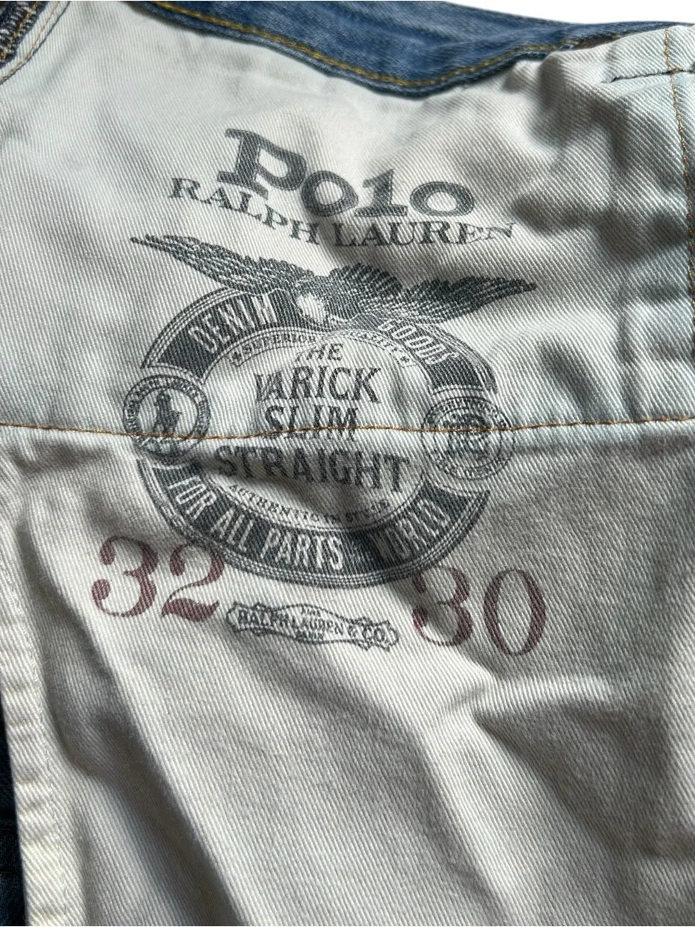 Polo Ralph Lauren Varick Slim Distressed Patchwork Jeans 32x30